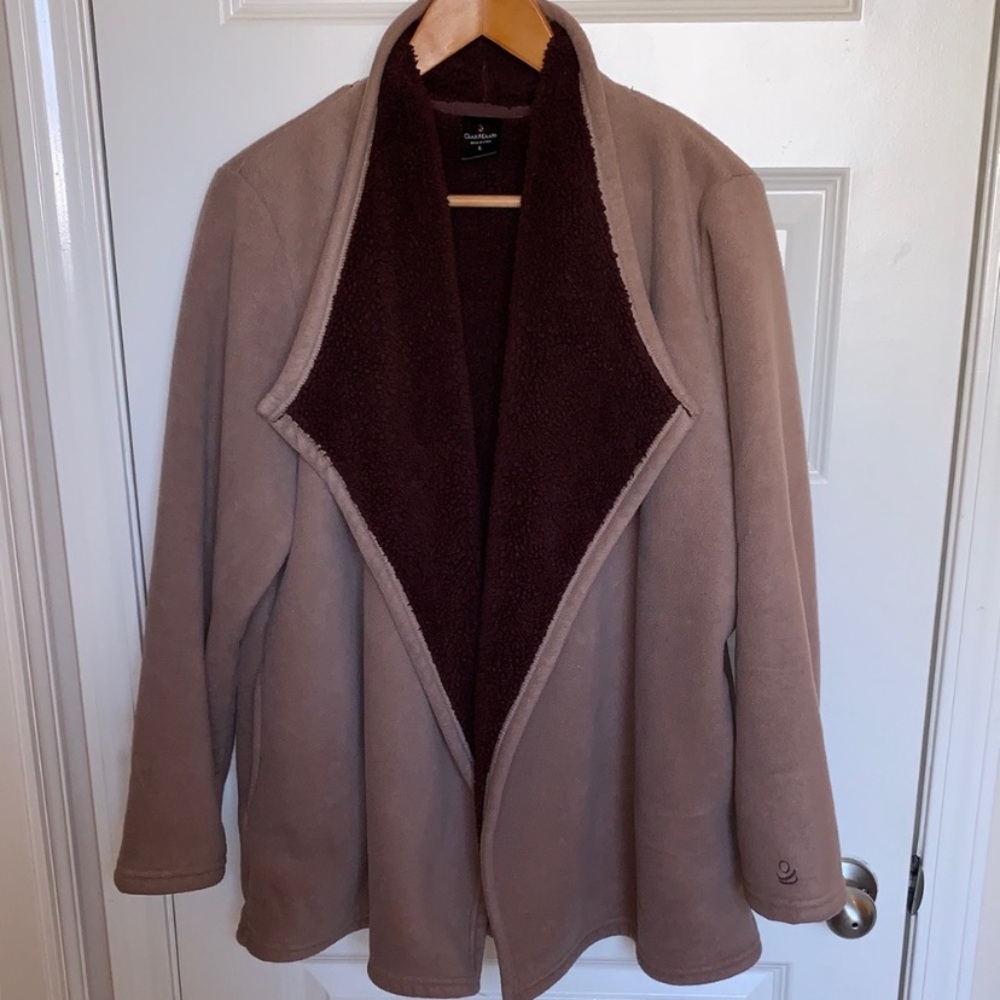 Cuddl Duds Tan Teddy Jacket with Brown Interior